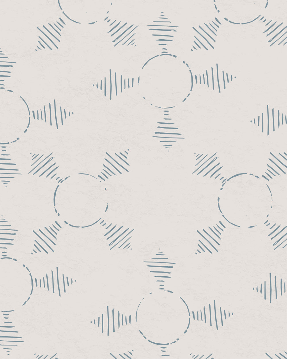 Boho Weave Dusty Blue wallpaper with hand-drawn geometric motifs in soft blue and cream tones.