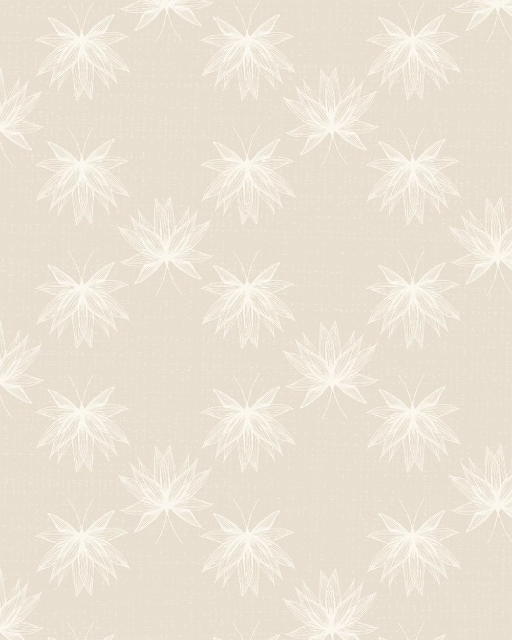 Flutter Cream wallpaper with delicate hand-drawn lotus flowers in soft cream tones on a warm neutral background.
