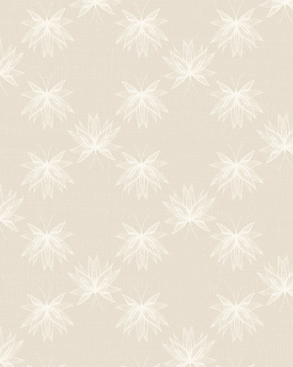 Flutter Cream wallpaper with delicate hand-drawn lotus flowers in soft cream tones on a warm neutral background.