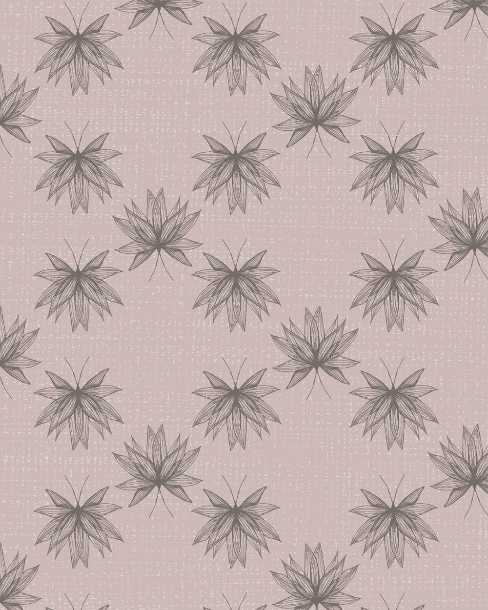 Flutter Dusty Blush wallpaper with hand-drawn lotus flowers in muted blush and charcoal tones on a textured background.